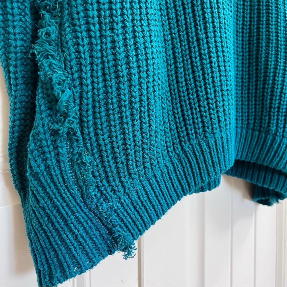 Free People Womens Clyde Sweater Vest Chunky Knit in Teal Green, Size XS - Picture 7 of 9